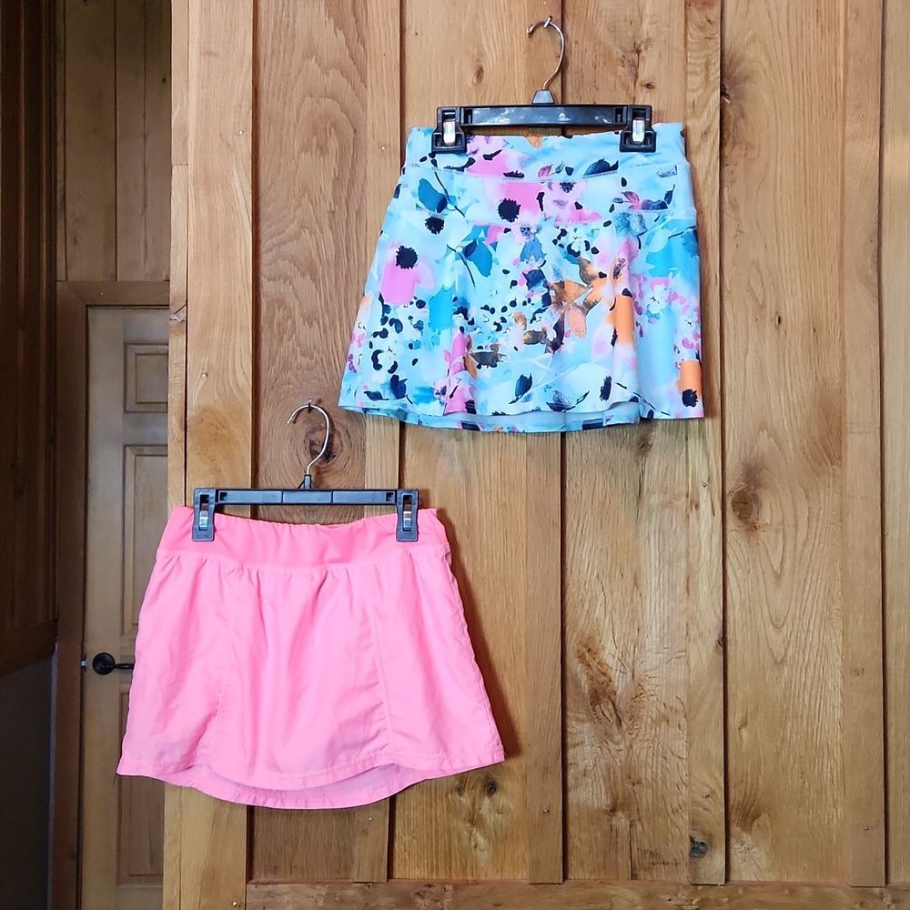 Tek Gear & Champion Pink & Blue Floral Athletic Bundle of 2 Sporty Skorts Large